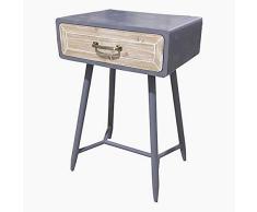 BigBuy Home Table de chevet en bois de sapin de fer Multicolore 45 x 35 x 69 cm Taille unique