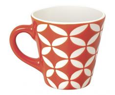 Excelsa Etnika Tasse Ã cafÃ© 90Â ML, Porcelaine, Rouge, 6.2Â x 6.2Â x 6Â cm