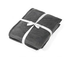 HomeMaison Plaid Grand Froid Uni, Polyester, Gris, 170x130 cm