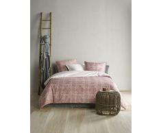 De Witte Lietaer Crayon Parure satin: housse de couette et taies doreiller, Coton, ImprimÃ© Bois de Rose, 200x200cm/260x70cm