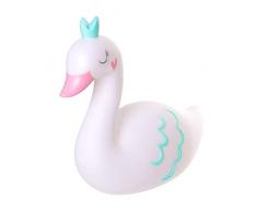 HELLO KIDS LA11016 Veilleuse Cygne 24X12X22 cm, PVC, Blanc, Vert