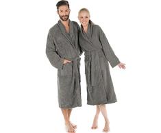 CelinaTex Oregon Peignoir De Bain Col ChÃ¢le De Couleur Unie Longue Poches AppliquÃ©es Surpiqure Femme Homme Unisexe Pur Coton L Gris foncÃ©