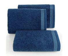 Eurofirany Lot de 6 Serviettes de Toilette en Coton Doux Motif Vagues Bleu Marine 30 x 50 cm