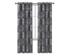 Deconovo Rideaux Occultants Ã Oeillet Argente Chambre Motif Isolation Thermique Anti Chaleur FenÃªtre pour Salon 2 Pcs, Gris Clair, 117x229cm