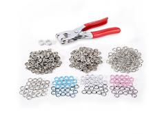 Weddecor 100Â Sets Boutons-Pression Fasteners-4Â colorÃ© Attaches Bague Boutons Pression avec kit Outil de Presse Pince Ã Main pour Le bÃ©bÃ© Se DÃ©veloppe, Bavoirs, 9,5Â mm