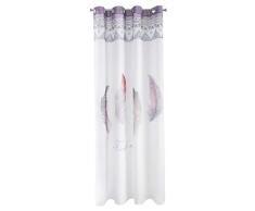 Design91 Rideaux Lisses Transparents Ã 8 Åillets - Rideaux Souples Modernes et sobres pour Chambre Ã Coucher, Chambre denfant, Salon, Blanc + Argent + Violet, 140 x 250 cm
