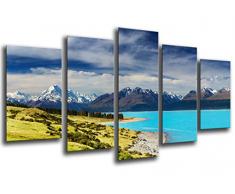 Tableau Moderne Photographique, Impression sur bois, Paysage du lac de Nouvelle-ZÃ©lande, 165 x 62 cm, ref. 26019