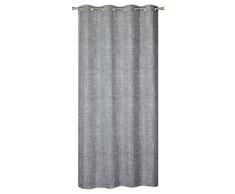 HomeMaison Rideau Velours Effet CraquelÃ©, Polyester, Gris, 240x140 cm