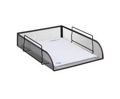 Relaxdays Corbeille à Courrier maille métal bac à documents empilable trieur de bureau A4 lxP: 26x33,5 cm, noir