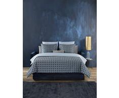 De Witte Lietaer Nickel Parure satin: housse de couette et taies doreiller, Coton, imprimé Bleu, 140x200cm/60x70cm