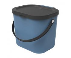 Rotho Albula Poubelle en Plastique (polypropylène) pour Cuisine Cappuccino Anthracite 6 l, Polypropylène, Bleu/Anthracite, 6 Liter (23,5 x 20 x 20,8 cm)