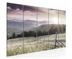 Tableau decoration murale Paysage de Sunrise 150 x 60 cm - XXL Impression sur Toile Salon Appartment 5 Parties - prÃªt Ã accrocher - 606056c