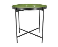 Pirouette Paris - Table dAppoint Ronde en Metal ÃmaillÃ© Vert Olive Ã 54 x 51 cm