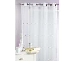 HomeMaison Voilage en étamine brodée et ajourée, 100% Polyester , Blanc