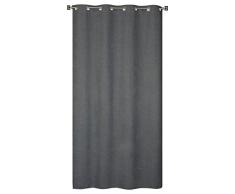 HomeMaison Rideau Uni Aspect Velours, Polyester, Gris, 240x140 cm