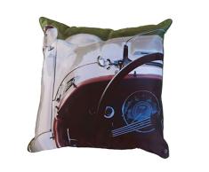 Coussin 50 x 50 cm déhoussable - Thème voitures anciennes - couleurs: Ivoire - Photo dart by Isabelle Delbecque