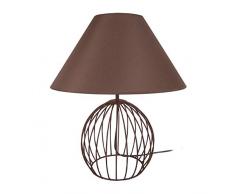 Tosel 62700 Pied de Lampe Fil Acier, Peinture époxy, Abat-Jour Coton, E27, 40 W, Marron, 45 x 44 cm