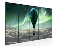 Tableau decoration murale Ballon sur les Aurores BorÃ©ales 200 x 80 cm - XXL Impression sur Toile Salon Appartment 5 Parties - prÃªt Ã accrocher - 608155a