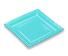 GUILLIN - QUADRIPACK AC185TU CARTON DE 400 Assiette Carrée Réutilisable, Plastique, Turquoise, 18,4 x 18,4 x 1,8 cm
