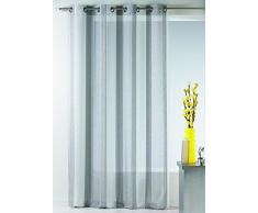 Home Maison HM6947298 Voilage Fantaisie à Rayures Verticales Etamine Polyester Gris 150 x 260 cm
