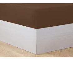 MI CASA Drap-Housse Basic 105 Marron pour lit de 105 cm