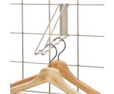 iDesign Barre de Penderie pour Système modulaire, Grande Patère en Métal pour 6 Cintres, Portant Vêtements à Fixer sur Grille Murale pour penderie, Salle de Bain, etc, Argent Mat