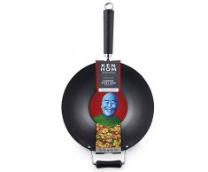 Ken Hom KH431001 Wok en Acier Carbone avec RevÃªtement AntiadhÃ©sif, Ã¸31 cm, Compatible indution, Noir