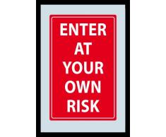 Empire Merchandising 538116 Miroir imprimé avec Cadre en Bois Effet Bois Enter at Your Own Risk 20 x 30 cm