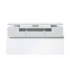 INSIDE Meuble TV Design ELIOS 3 tiroirs laqué Blanc Mat éclairage LED intégré