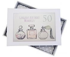 White Cotton Cards Album Photo 50ème Anniversaire, Mini, flacons de Parfum, Blanc