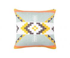 Lovely Casa SURINA Coussin 40X40 CM, Coton, Aqua