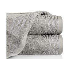 Eurofirany Lot de 3 Serviettes de Toilette en Coton avec Coutures métalliques Argenté 70 x 140 cm