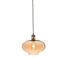 V-TAC SKU.3741 Suspension Verre Ampoule E27 Ambre VT-7290, Plastique,et Autre materiaux, CuivrÃ©, Hauteur x Largeur x Profondeur : 260 mm x 260 mm x 1150 mm