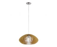 Grande Suspension Boule en Bois et Acier, Marron