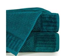 Eurofirany Lot de 3 Serviettes de Toilette en Coton éponge Doux et Soyeux Turquoise foncé 70 x 140 cm
