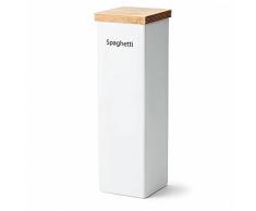 Continenta Boîte de Conservation Spaghetti en céramique avec Couvercle en Bois et Anneau en Silicone 10 x 10 x 34 cm