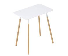 YAMAZAKI home Table dappoint rectangulaire Unie Blanc/Acier/Bois