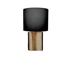 Pirouette Paris 7576201 Ensemble Lampe à Poser Pied CHABANG, Blanc-Bois Naturel-Noir, 24 x 24 x 47 (cm)