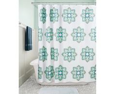InterDesign Dahlia Floral rideau douche, grand rideau baignoire en polyester de 183,0 cm x 183,0 cm, rideau salle de bain design, bleu