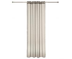 HomeMaison Voilage à Fines Rayures Tissées, Polyester, Gris, 240x140 cm