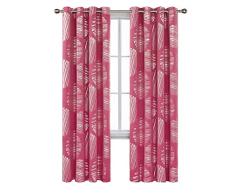 Deconovo Rideaux Oeillet Isolation Thermique Salon Argente Motif Occultant Chambre Panneaux pour Porte FenÃªtre 2 Pcs, Rose, 117x229cm