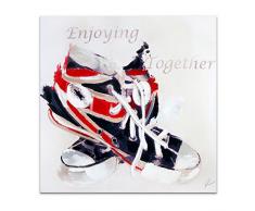 Arte Dal Mondo AS320X1 Enjoying Together Tableau Modern Peint Ã la Main sur Toile avec Chassis, Multicolor, 80x80x3,5 cm