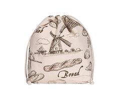 Slowroom Bakery Sac à Pain 3 en 1 en Coton avec Impression Naturelle Marron 32 x 35 cm