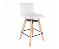 Tabouret plan de travail fixe - simili cuir blanc