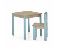 Petit bureau / table carrée pour enfant (pieds bleus)