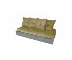 Banquette cube 200 cm + futon + coussins