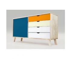 Buffet Scandinave Viking Bleu pétrole Orange Ivoire Blanc