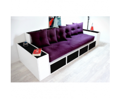 Canapé Cubes Blanc - Tiroirs couleur avec futon et coussins
