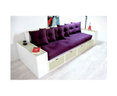 Canapé Cubes Blanc - Tiroirs couleur avec futon et coussins