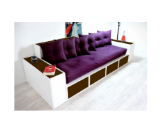 Canapé Cubes Blanc - Tiroirs couleur avec futon et coussins